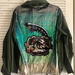 Zara Army Jacket with Sequin Back